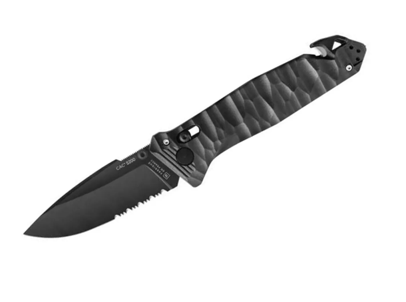 TB Outdoor C.A.C. S200 G10 Textured Black Serrated Schwarz Clearance