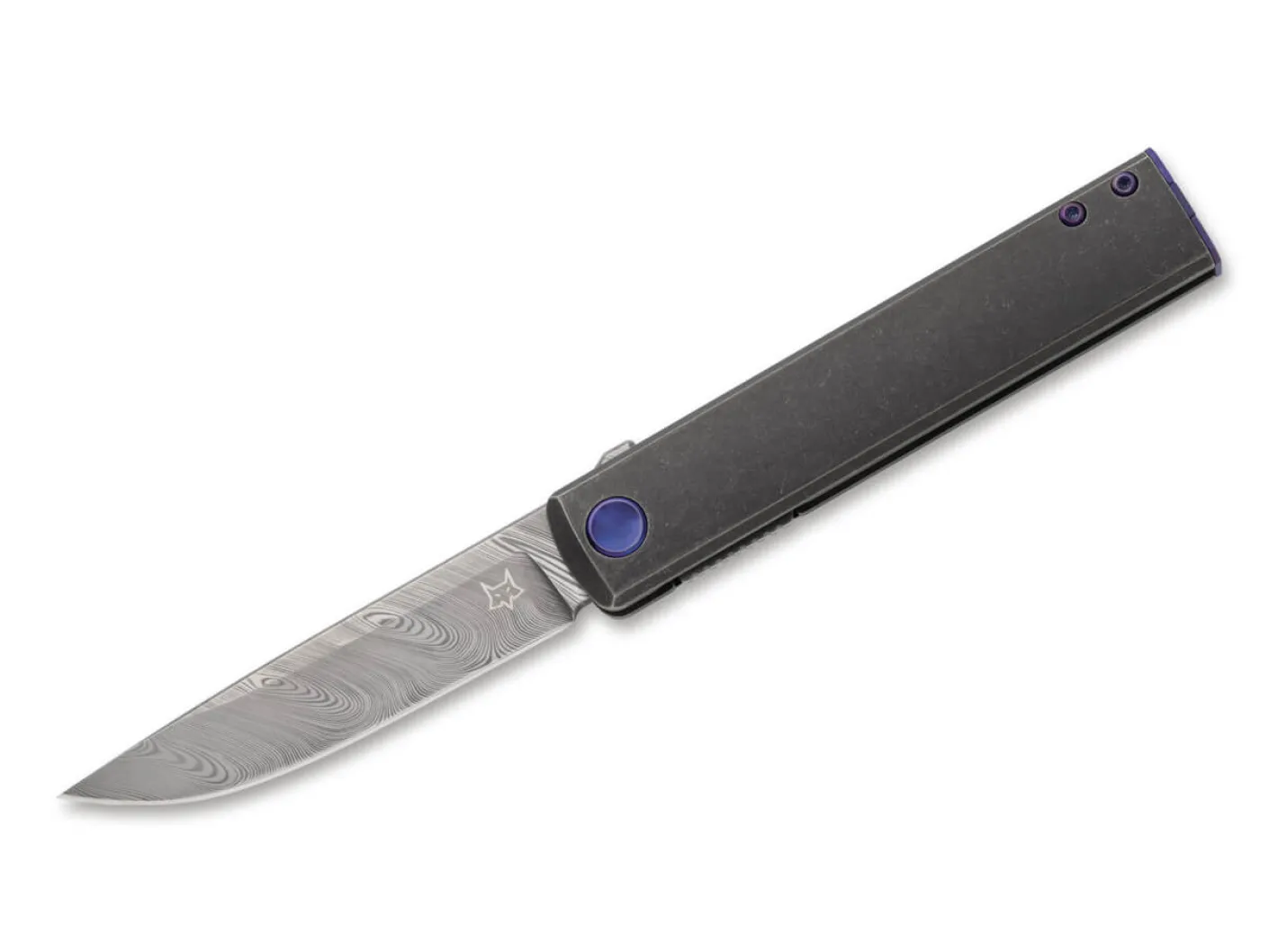 Fox Knives Chnops Damascus Titanium Black Grau Outlet