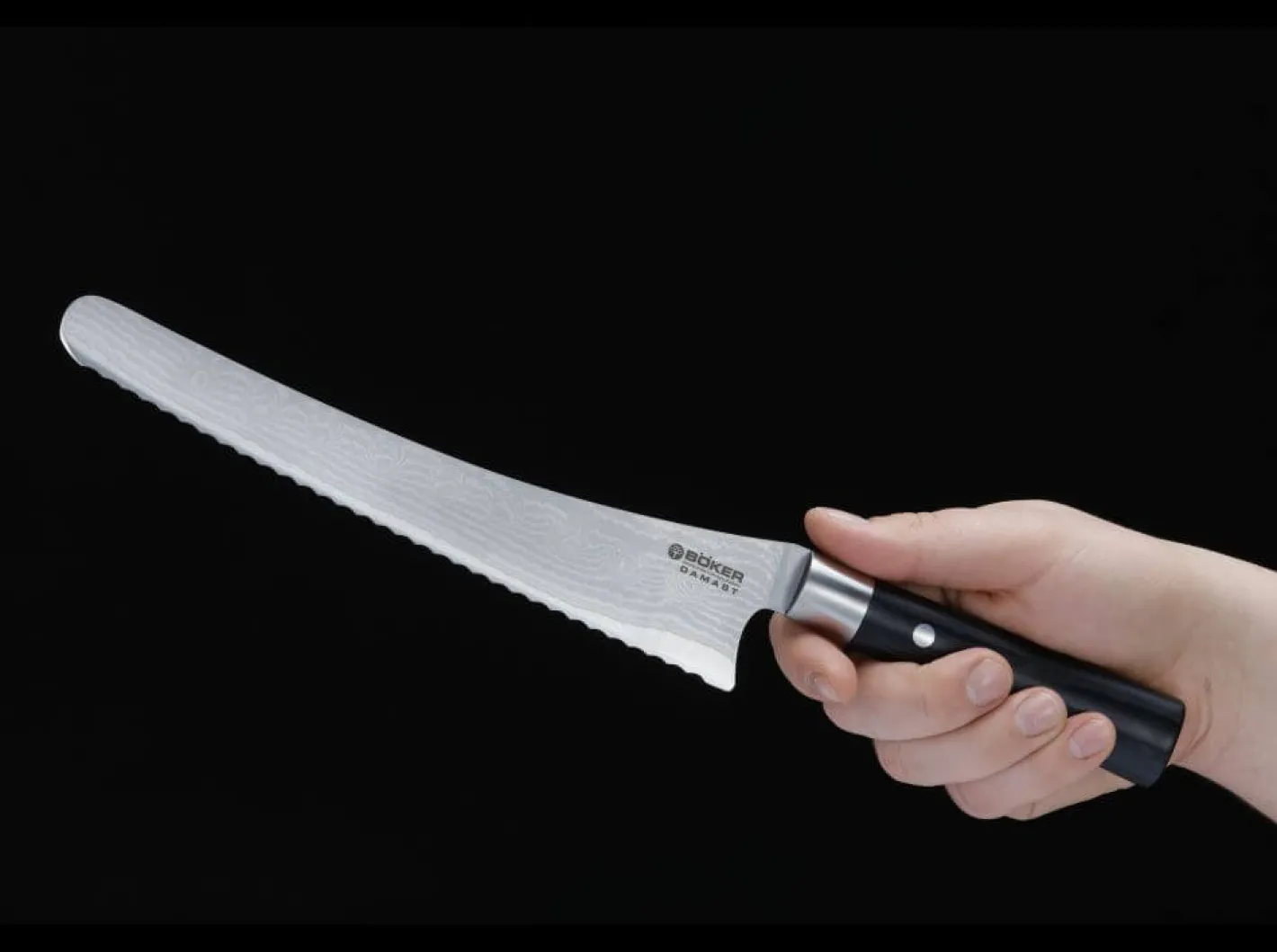 Böker Manufaktur Solingen Damast Black Brotmesser Schwarz New