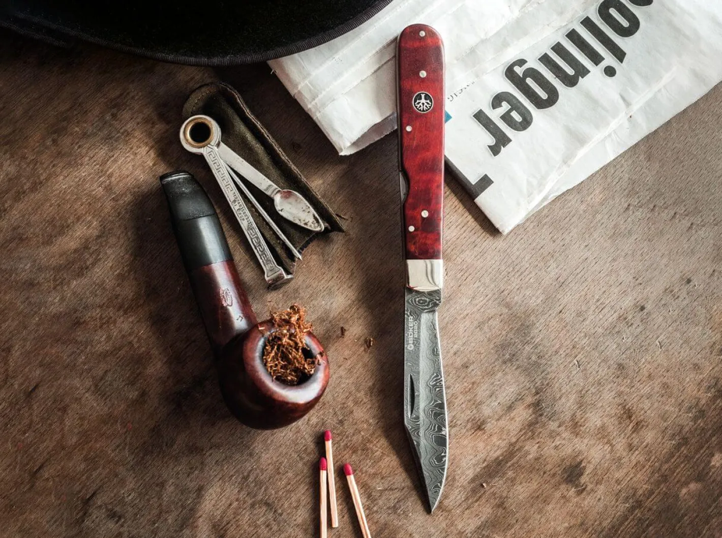 Böker Manufaktur Solingen Damast Jahresmesser 2020 Rot Outlet