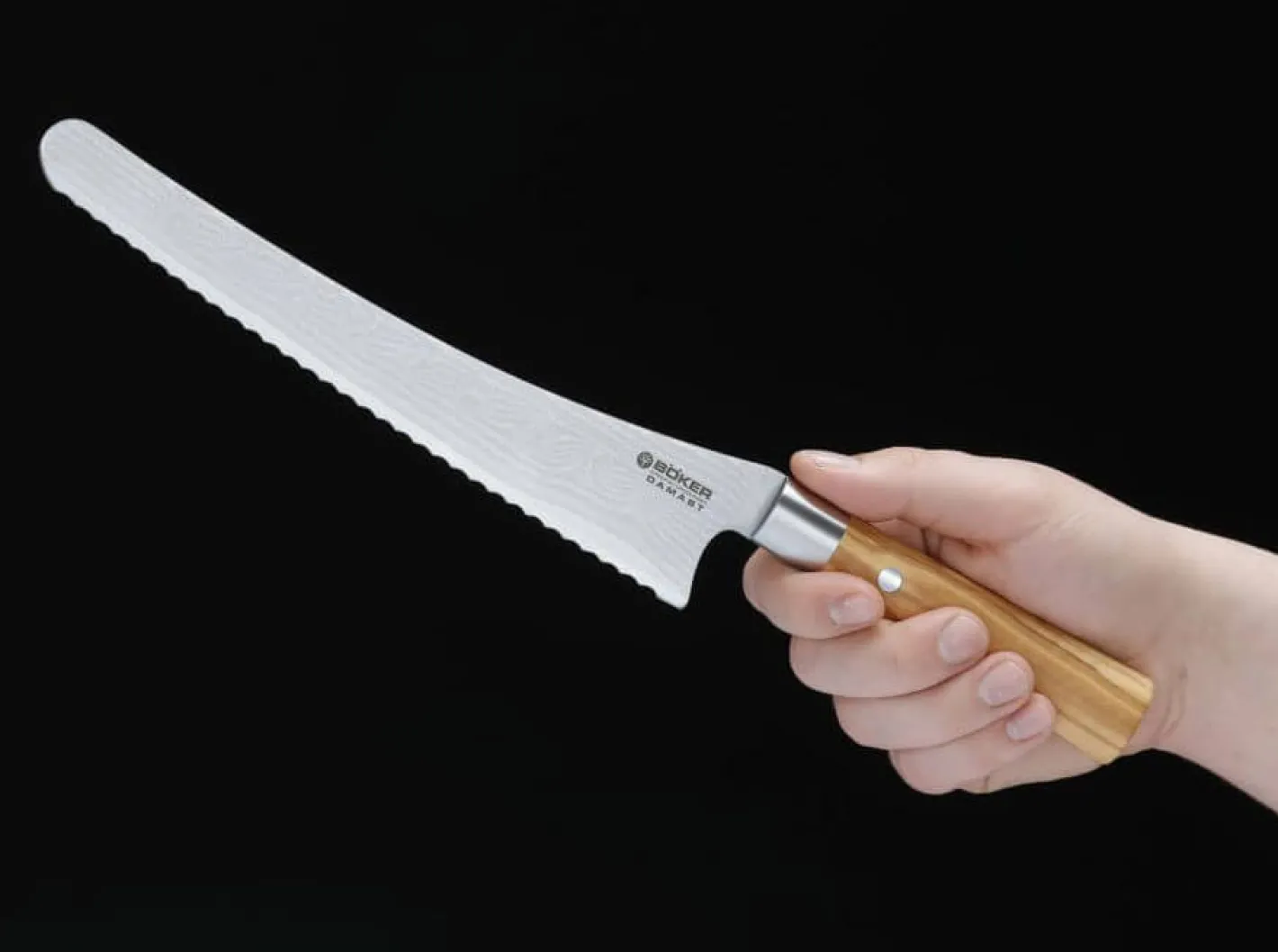 Böker Manufaktur Solingen Damast Olive Brotmesser Braun Outlet