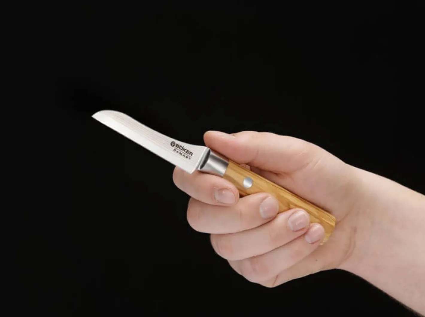 Böker Manufaktur Solingen Damast Olive Gemüsemesser Braun Discount