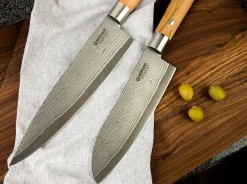 Böker Manufaktur Solingen Damast Olive Santoku Braun Sale