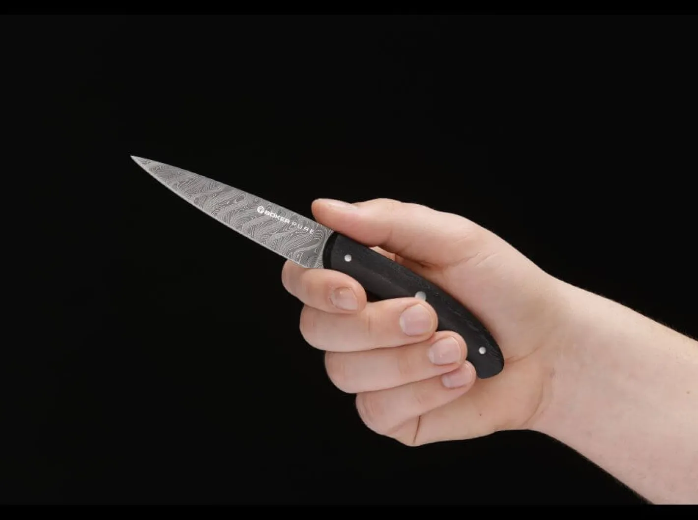 Böker Manufaktur Solingen Damast Pure Spickmesser Schwarz Discount