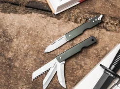 History Knife & Tool Japanese Army Pen Knife Saw & Hawkbill Grün Clearance