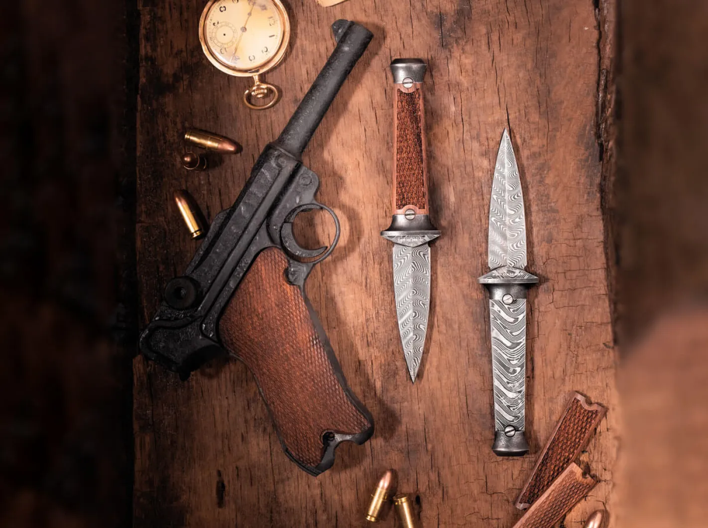 Böker Manufaktur Solingen P08-Damast Braun Hot