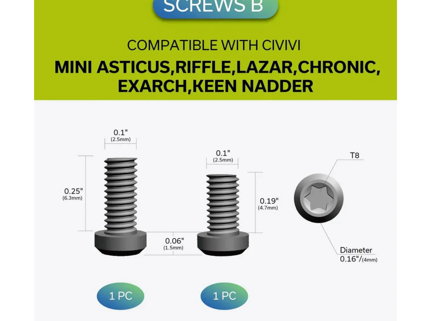 CIVIVI Plain Titanium Clip T001C Silber New