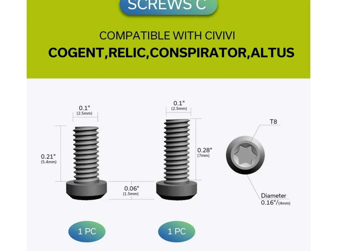 CIVIVI Plain Titanium Clip T001C Silber New