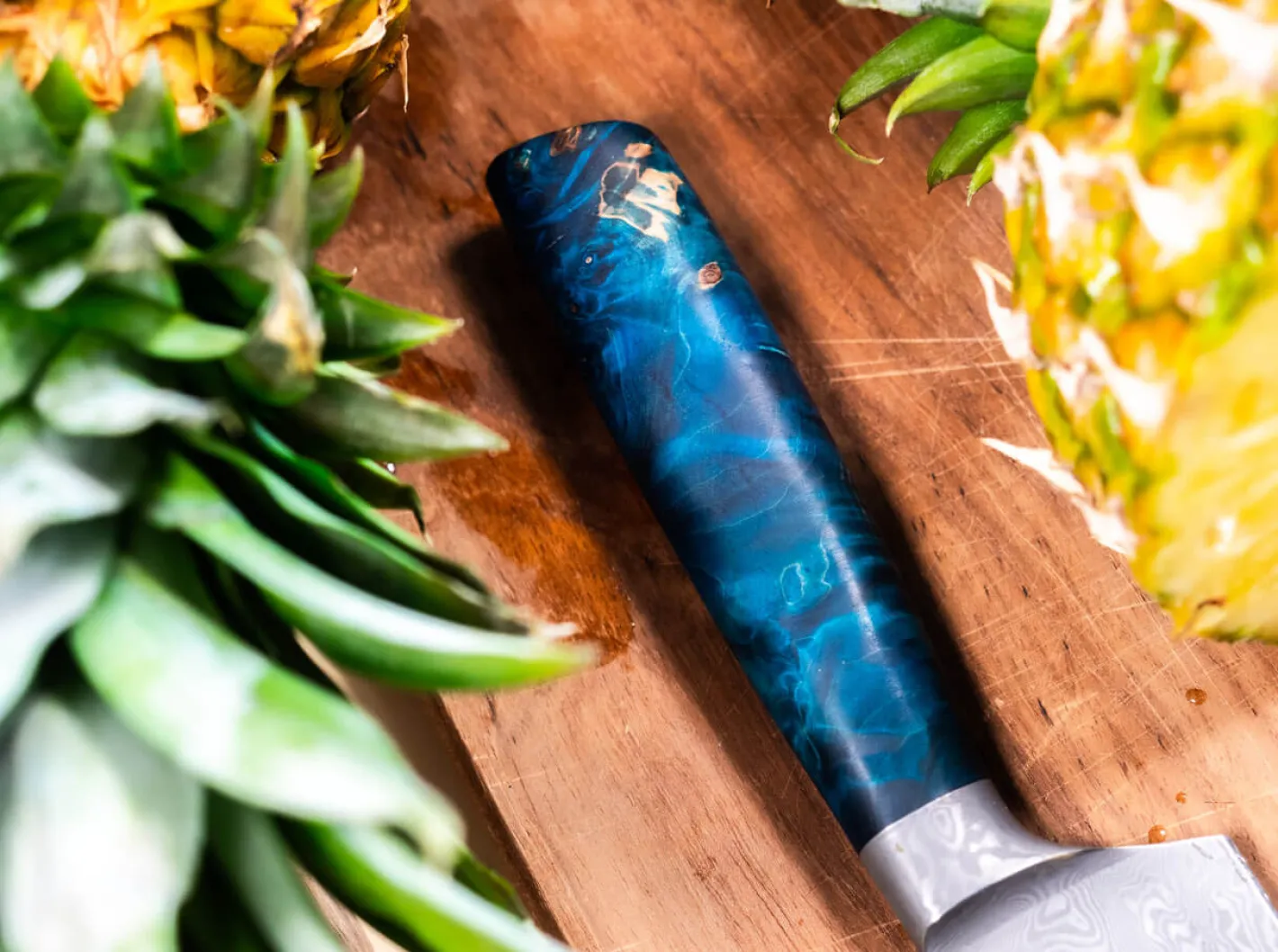 Böker Manufaktur Solingen Riviera Damast Chefmesser Blau Outlet