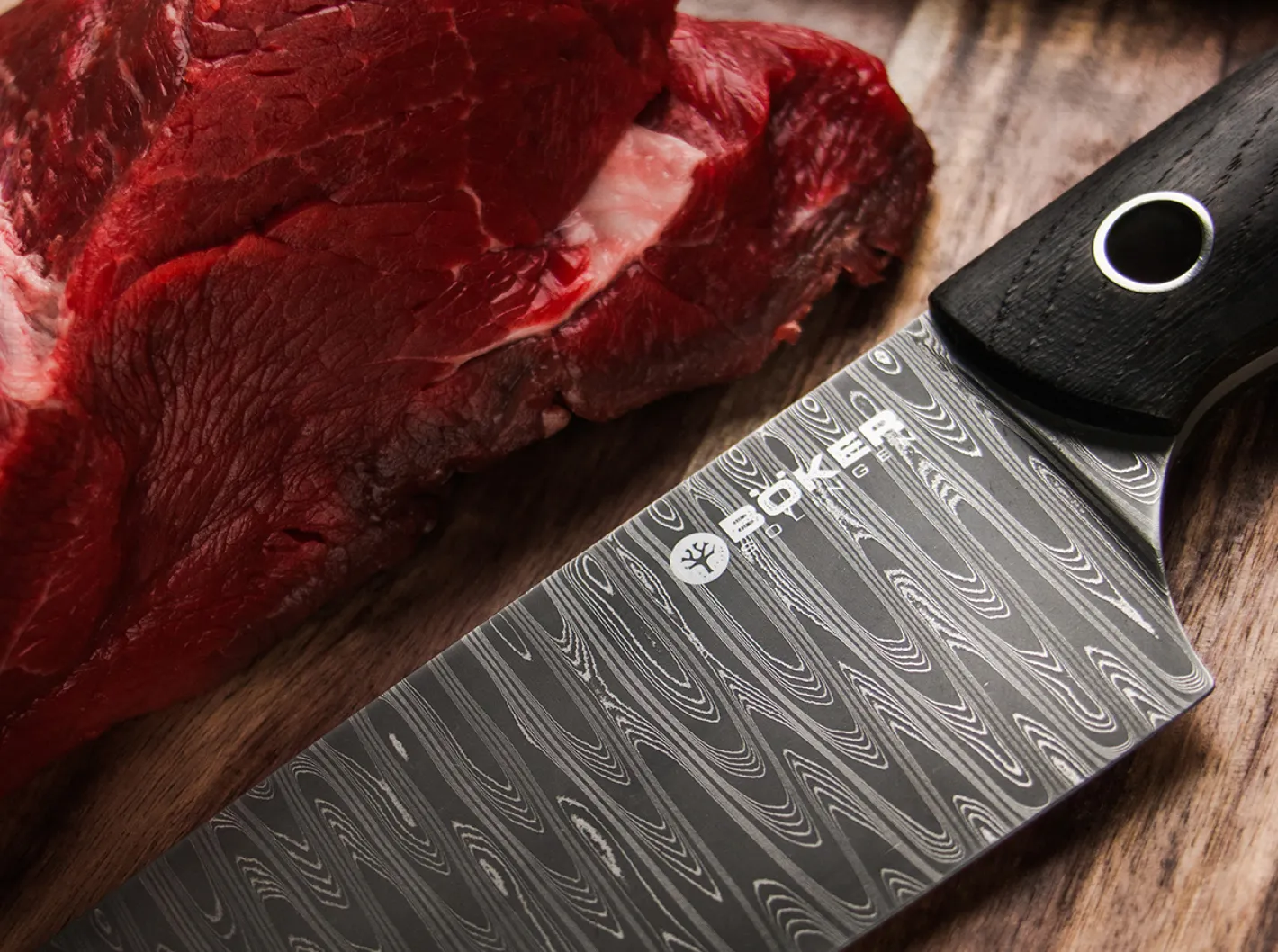 Böker Manufaktur Solingen Saga Damast Chefmesser Braun