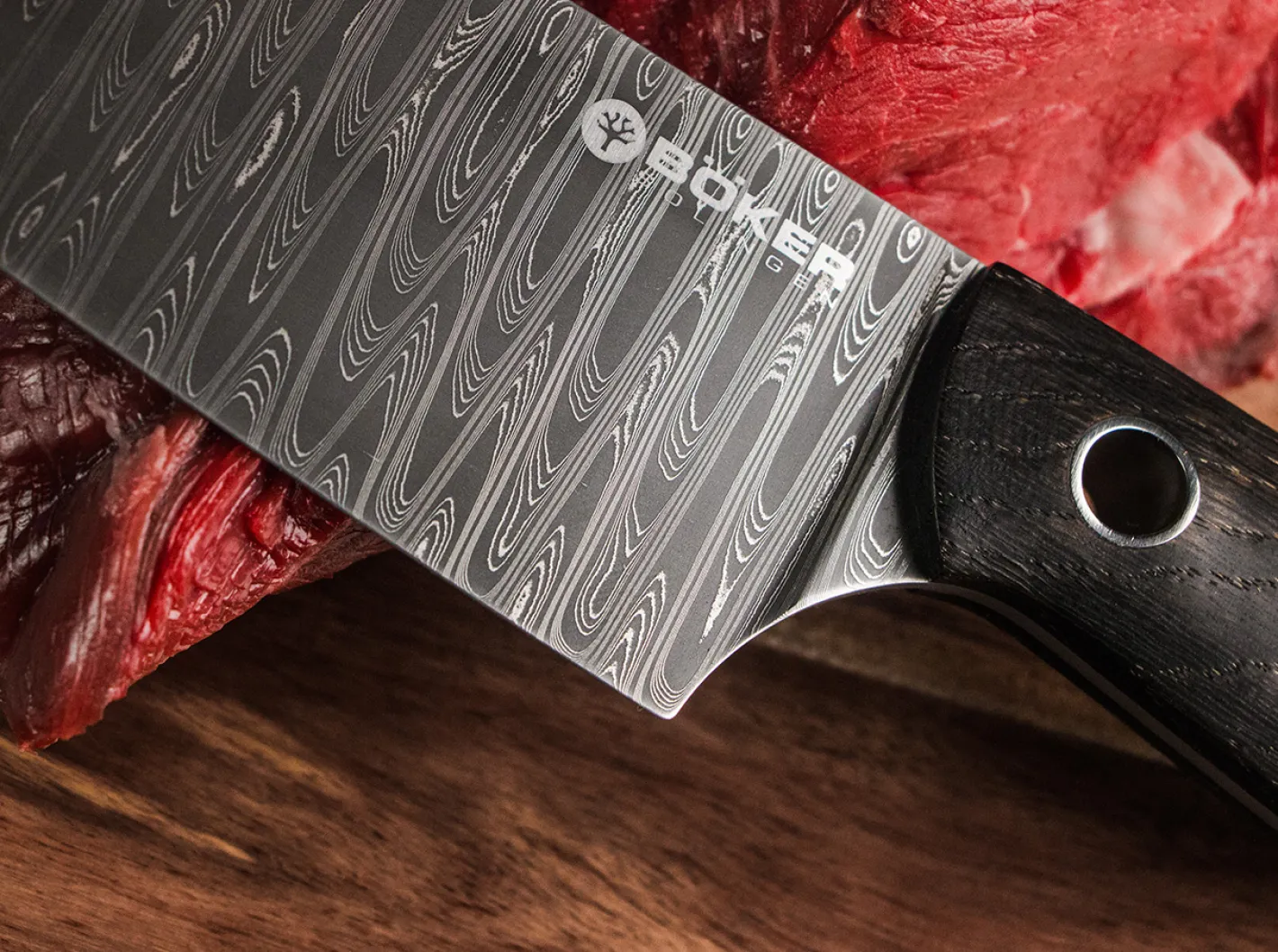 Böker Manufaktur Solingen Saga Damast Chefmesser Braun