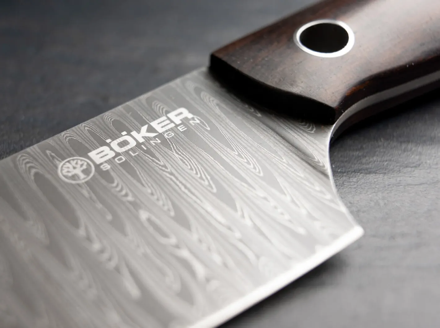 Böker Manufaktur Solingen Saga Damast Grenadil Chefmesser Braun