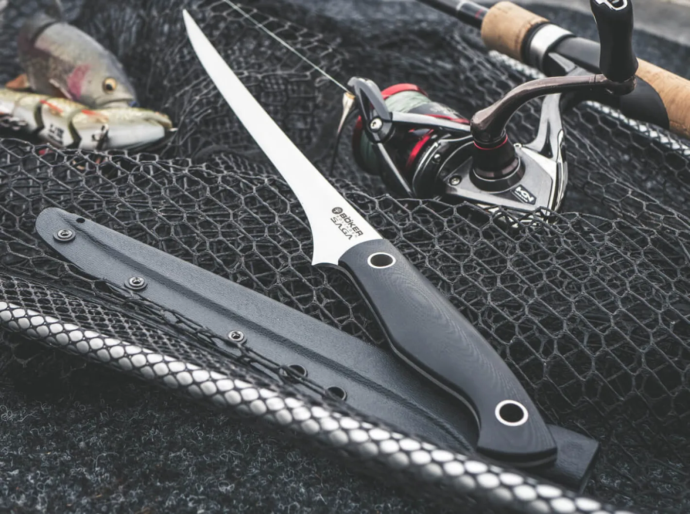 Böker Manufaktur Solingen Saga Filetiermesser Fish & Hunt Schwarz Sale