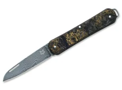 Fox Knives Vulpis 130 Limited Dark Matter Gold CF Damascus Schwarz Hot